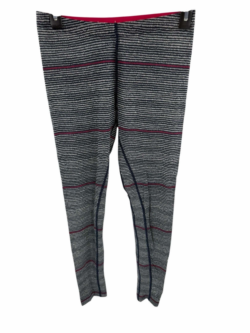 Icebreaker Wool Navy Blue White Striped Knit Leggings with Pink Trim Small